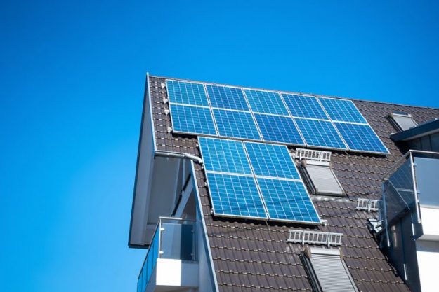 House with Solar panels on the roof top