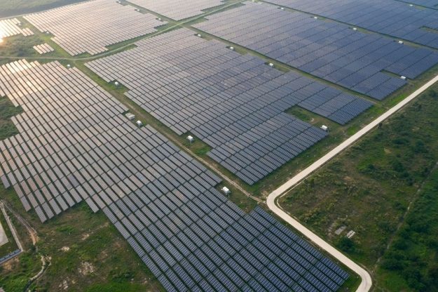 solar panels in a field