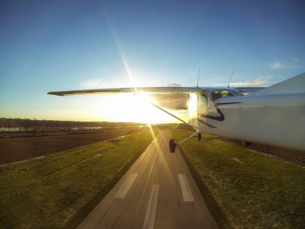 Airplane Taking off on a runway from an airport Airplane
