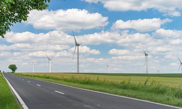 Driving through the wind farm Wind farm